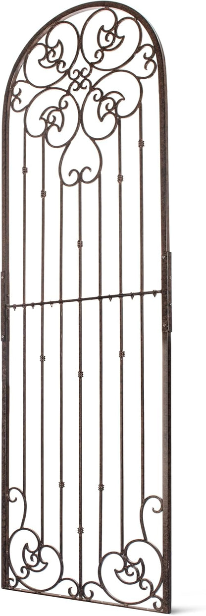 H Potter 8 Foot Tall Garden Trellis Wrought Iron Heavy Scroll Metal Decoration Lawn Patio and Wall Decor Screen for Rose Clematis Ivy Weather Resistant Patio Deck Wall Art X Large