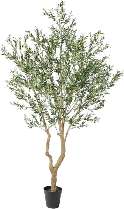 Tall Faux Olive Tree，10ft（120in） Realistic Potted Silk Artificial Olive Tree， Fake Olive Trees Indoor with Green Leaves and Big Fruits for Home Office Living Room Stairs Patio Decor.