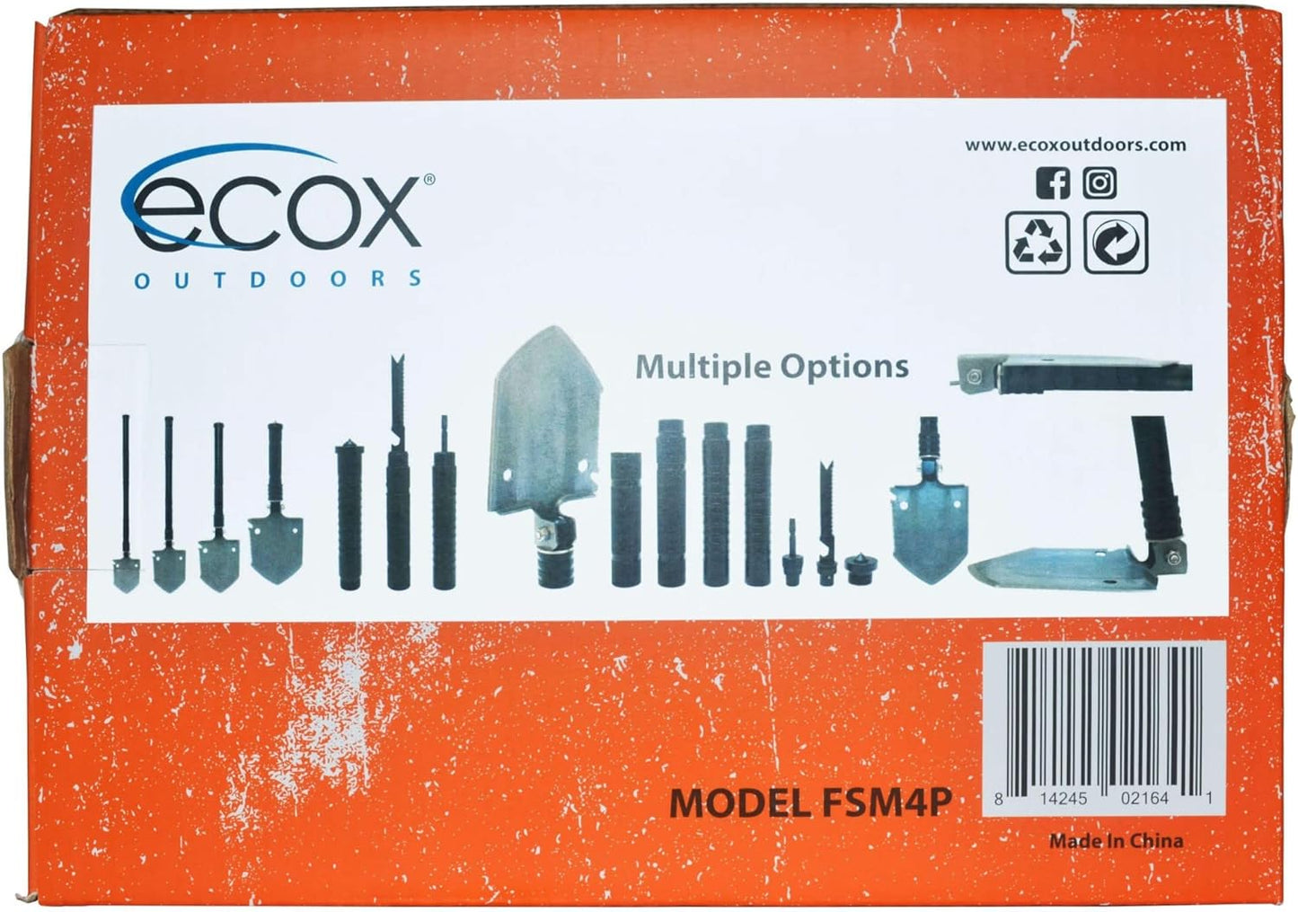 ecox Folding Shovel Survival Multitool for Camping Outdoors Shovel 4 Body Screwdriver Knife Saw Whistle Starter Can Opener Glass Shatterer All in one Tool