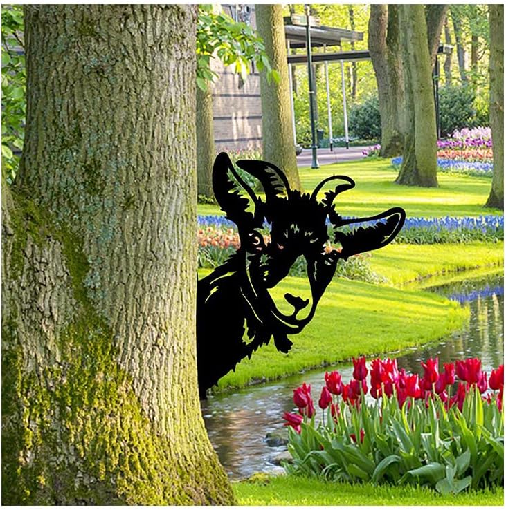 Garden Peeping Goat Metal Art, Farm Metal Goat Yard Decor for Patio, Lawn, Farmhouse