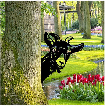 Garden Peeping Goat Metal Art, Farm Metal Goat Yard Decor for Patio, Lawn, Farmhouse