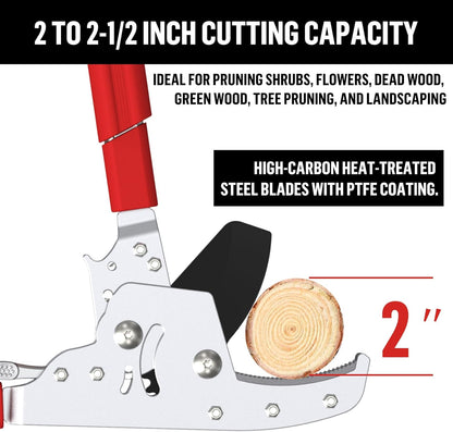 GARTOL Heavy-Duty Extendable Loppers, 28"-41" Telescopic Tree Trimmer, Double Ratcheting Branch Cutter, Anvil Lopper for Thick Branches, Cuts 2" Dry Wood