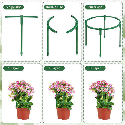 12 Pack Plant Support Stakes, 6.3 x 5.9 Inch Plastic Plant Cage Holders, Half Round Plants Support, Garden Flower Stakes for Indoor Outdoor Climbing Plants Vegetable Flower Pot