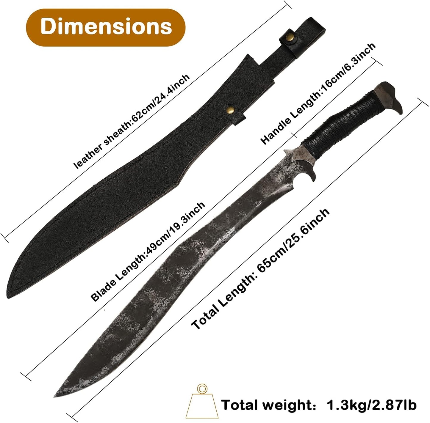 High Manganese Steel Blade Machete for Cutting Trees Heavy Duty Full Tang Outdoor Survival Hunting Tactical Sword