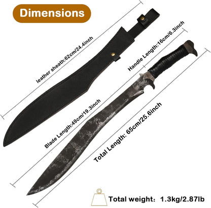 High Manganese Steel Blade Machete for Cutting Trees Heavy Duty Full Tang Outdoor Survival Hunting Tactical Sword