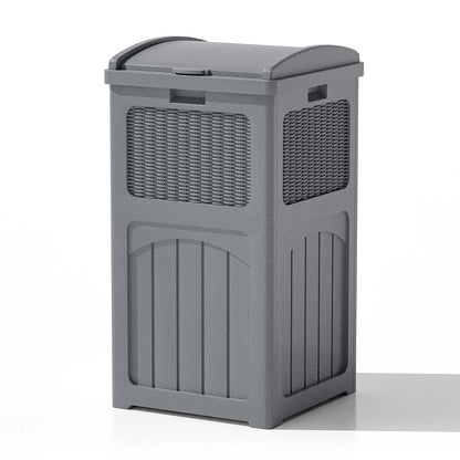 Patiowell 36 Gallon Outdoor Trash Can, Resin Outdoor Garbage Can with Lid for Patio, Backyard, Deck, Gray