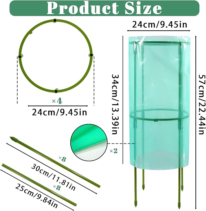 2Pcs Garden Plant Protectors,22.44 ''H × 9.45" w Reusable Seedling Plant Protector Covers for Protection Against Sun, Frost, Snails etc.