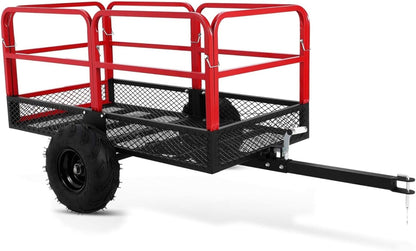 Garvee ATV Trailer Garden Dump Cart Tow Behind, 1500 LBS 22 Cubic Feet Heavy Duty Steel Pull Behind Yard Wagon Cart with 2 Wheels, for Lawn Mower Tractor, ATV, UTV
