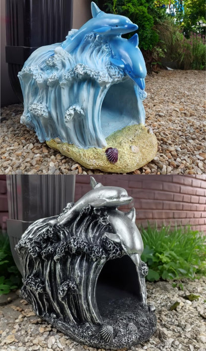 coolboy Dolphin Statue Gutter Downspout Extension Decorative,Animal Garden Statue Outdoor Decor,3"×4" Rain Gutter Downspout Splash Block,Rain Downspout Diverter