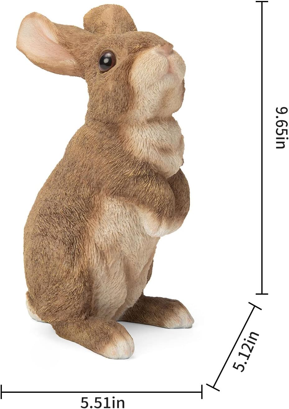 Vivid Rabbit Sculpture - Realistic Fine Resin Sculpture, Suitable for Outdoor Courtyards and Courtyards Natural Themed Garden Decorations, Easter Spring Home Decor 9.5inch