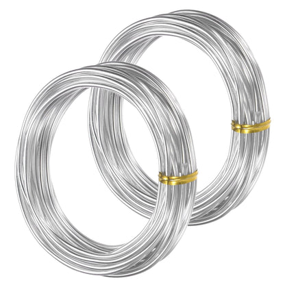 2-Rolls 2.5mm Bonsai Training Wire, 32.8 Feet Total Anodized Aluminum Bonsai Wires for Bonsai Tree Shaping/Branches Fixing/Trunk Holding/DIY Crafting [16.4ft Each, Silver]