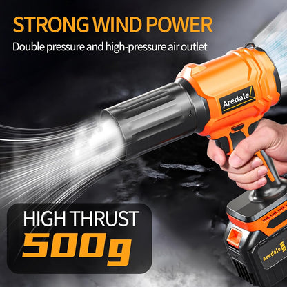 Storm Turbine，Leaf Blower Cordless with 6.0Ah 21V*2 Batteries，Handheld Electric Storm Turbine，Wind Force 13，41m/s，Suitable for Lawn Care, Patio, Leaf Blowing