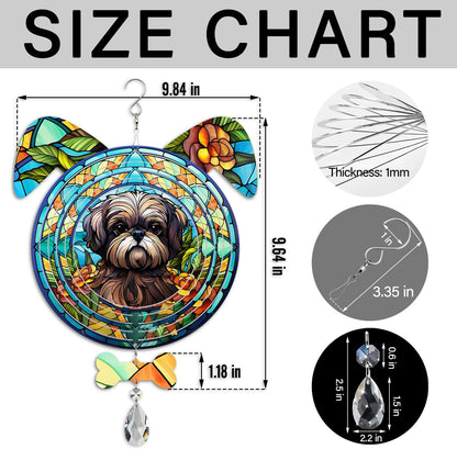 Shih Tzu Dog Ears Wind Spinner, Shih Tzu Wind Spinner Hanging for Yard and Garden