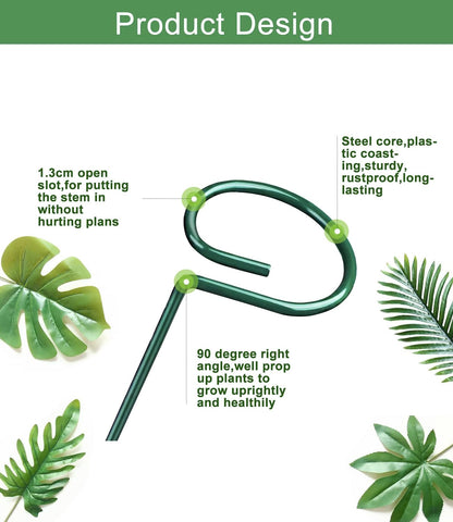 Plant Stake Support - 12 Pack, Garden Single Stem Support Stake Plant Cage Support Rings, Plant Support Stakes for Indoor Plants，for Flowers Phalaenopsis Rose (15.74 inch)