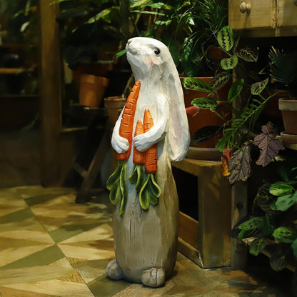 ZOEJADE 26" H Rabbit Large Statue Bunny Holding Carrot Sculpture Big Resin Outdoor Statues Indoor Decor Animal Ornament for Home Garden Lawn Yard Balcony Gifts Birthday Easter Housewarming Christmas