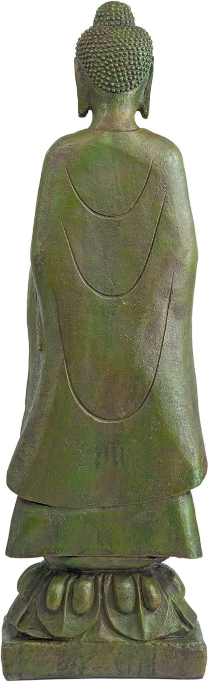 Design Toscano Enlightened One Asian Decor Indoor/Outdoor Garden Statue, 12 inches Wide, 40 inches Tall, Cast Stone Resin, Green Bronze Finish