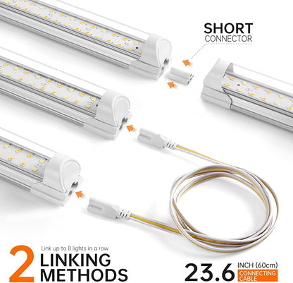 Bstrip Grow Light, 2FT 48W (2 X 24W) Plant Light with Timer, Full Spectrum with 660nm Red LEDs, Linkable Design, 3686K T8 Grow Lights for Indoor Plants, Greenhouse, Seeding, 2-Pack