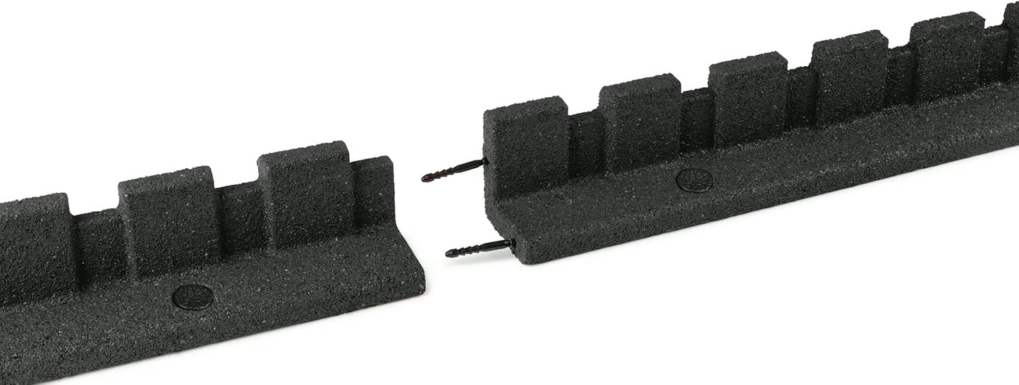 Playsafer L-Shaped Flexible Rubber Castle Edger for Lawns Landscaping and Playgrounds | Easy No Dig Installation (1 Pack, Dark Gray)
