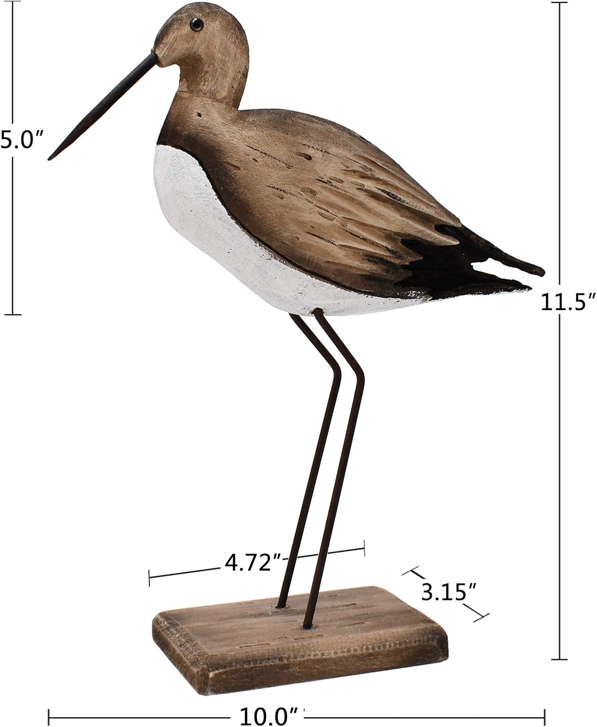Morning View Wooden Sea Birds Decor Wood Seagull Statue Bird Figurines Seabird Statue Standing Seagulls Decorations Coastal Sculpture Nautical Beach Ocean Home Table Garden Yard Lawn Outdoor 11.5 Inch