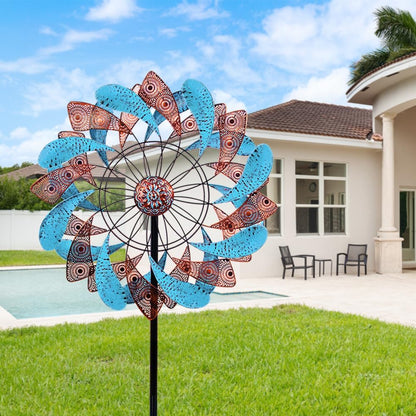 Viveta Large Wind Spinner for Yard and Garden，87.8”H *24.75" D Blue and Copper Colors Metal Outdoor Wind Sculptures & Spinners for Patio Lawn Outdoor Yard Lawn Garden