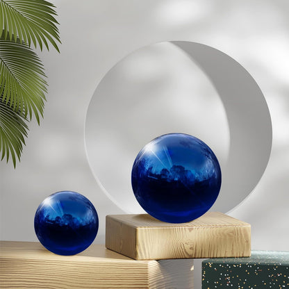 uxcell 2 Pcs Gazing Globe Decor Ball 3.5 Inch 90mm Reflective Garden Sphere Hollow Ball, Seamless Stainless Steel Gazing Ball, Smooth Mirror Globe for Garden Home Decor, Sapphire Blue