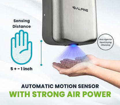 Alpine Industries Hemlock Automatic Hand Dryer - Heavy Duty Stainless Steel | 1800Watts |