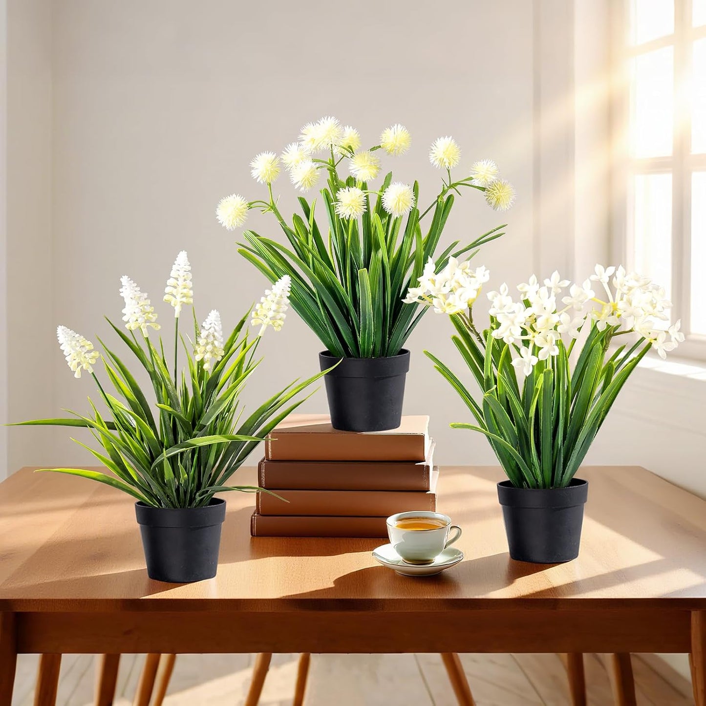 3 Pack Fake Small Plant Artificial Potted Flowers for Home Decor Fake Flower Plant Greenery Mini Faux Plant for Indoor Bedroom Living Room Office Shelf Bathroom Farmhouse Decor (Type 5)
