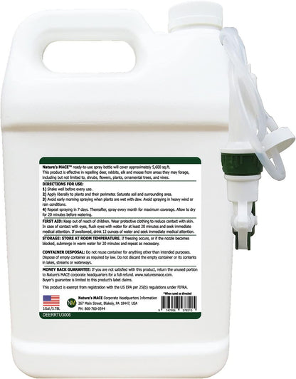 Nature’s MACE Deer and Rabbit Mace, Deer Repellent Spray, 1 Gallon, Deer Repellent for Plants, Flowers, Lawns, & Gardens, Deer Deterrent, All-Season Protection, Protect Plants Fast, Pet & Plant Safe