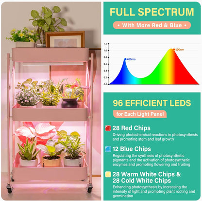 FOXGARDEN Grow Light Strip for Indoor Plants, Red Blue White Full Spectrum, 192 LED Bright Grow Lamp with Auto On/Off Timer 4/8/12H, 10 Dimmable Brightness, 2 Packs
