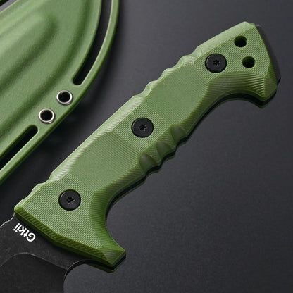 GTK7 Fixed Blade Knife DC53 Steel Blade Full Tang Nylon Fiberglass Handle EDC Fixed Knifes for Outdoor Camping Hunting (green)