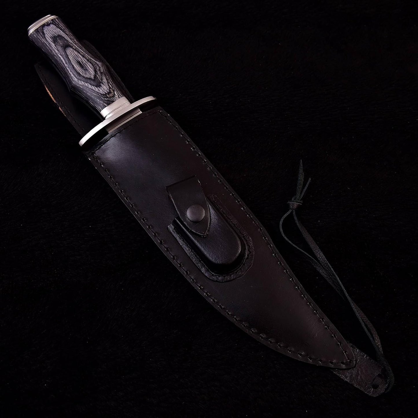 Survival Hunting Knife with Sheath, Handmade 15-inch Full Tang D2 Fixed Blade Tactical Bowie Knife for Camping, Outdoor, Bushcraft with Solid Engineered Wood Handle,Gift for BF/MEN (Grey)
