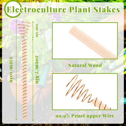 NACHLYNN 6 Pack Electroculture Plant Stakes Pure Electro Culture Gardening Soft Copper Wire Long Copper Garden Stakes for Gardening Growing Plants and Vegetables