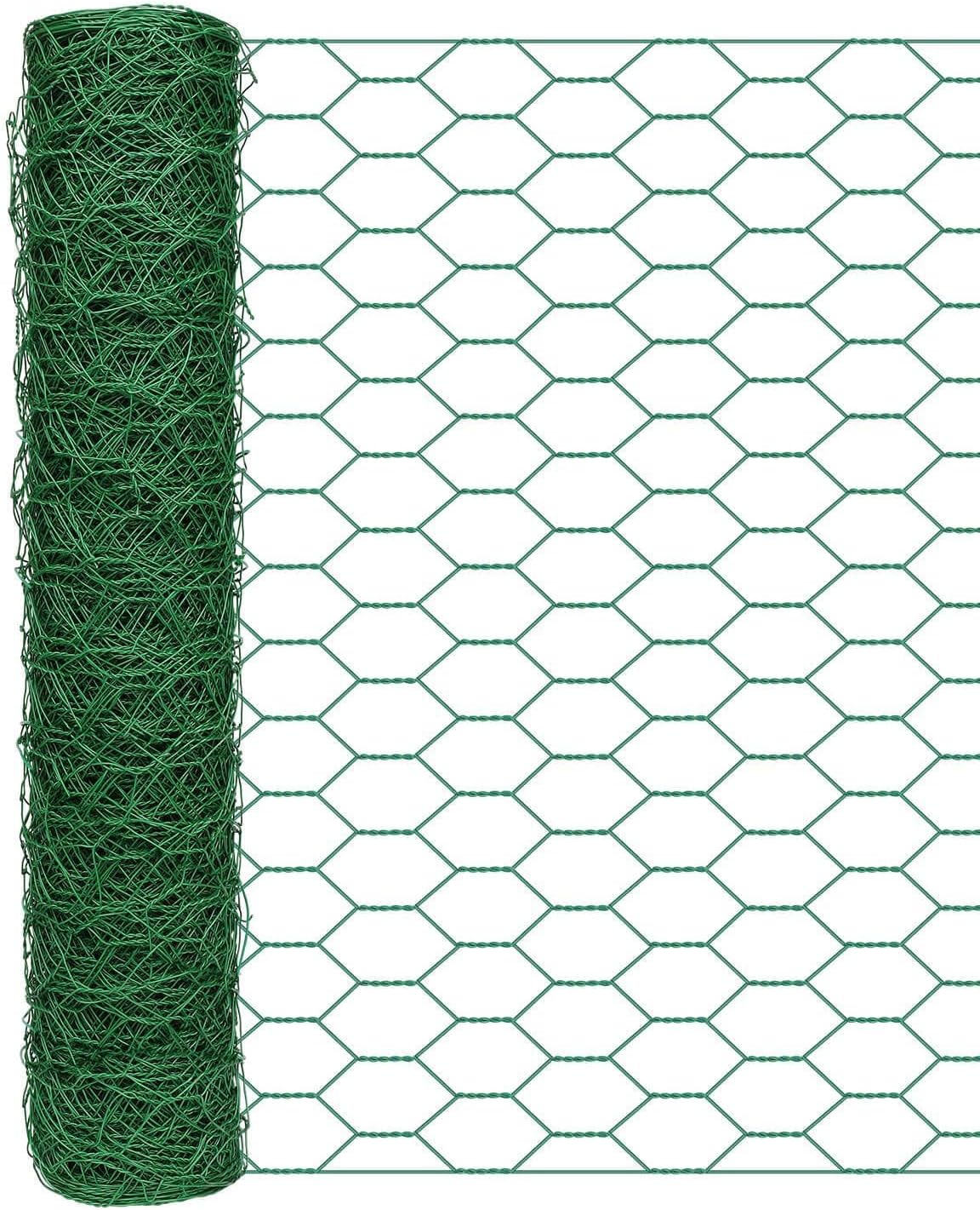 Garden Poultry Green Chicken Wire - 16.5 '' × 590 '' Chicken Wire Floral for Crafts, Garden Fence Animal Barrier, 1 inch Mesh Poultry Netting Fence, Pet/Rabbit/Chicken Wire Fencing