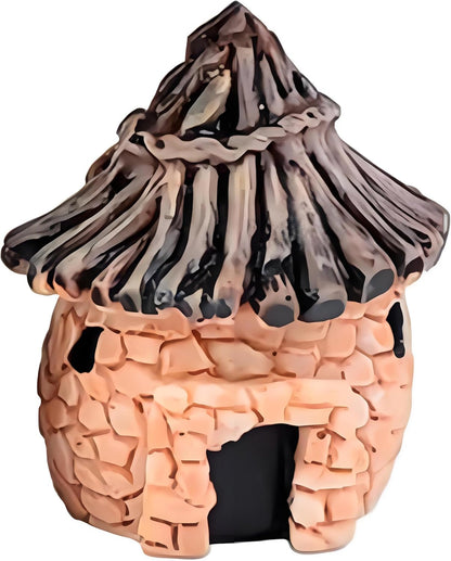 Fairy Garden Mini House Accessories, Miniature Village Hut Figurine Cottage, DIY Micro Landscape Decor Ornaments for Bonsai, Succulent Planting (B)