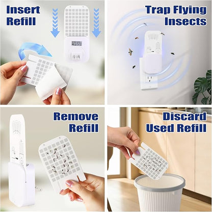 Flying Insect Trap, Fruit Fly Traps for Indoors,Plug-in Bug Light Trap Indoor for Mosquito, Fruit Flies, Moths, Gnats, Flies(1 Devices + 5 Refills)