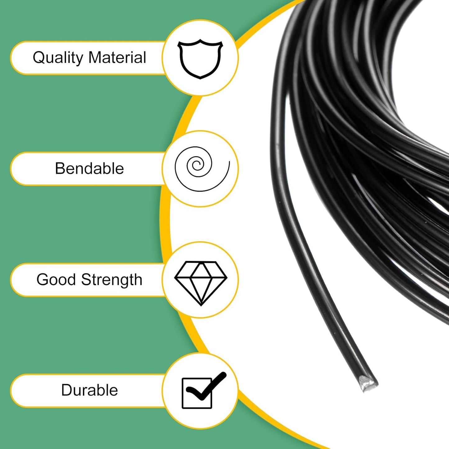 2mm Bonsai Training Wire, 16.4 Feet Total Anodized Aluminum Bonsai Wires for Bonsai Tree Shaping/Branches Fixing/Trunk Holding/DIY Crafting [Black]