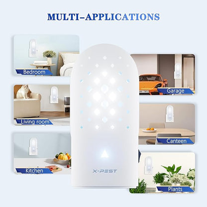 X-PEST Flying Insect Trap Indoor Plug-in for Mosquito, Flies, Fruit Flies, Moths, Gnats, Gnat Trap for Indoor Area Use(2 Devices+ 10 Glue Boards)