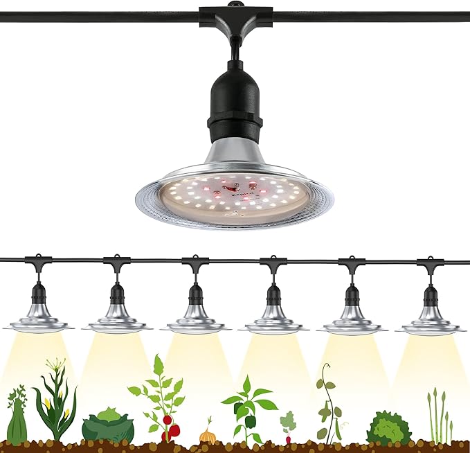Espird Outdoor Grow Light, Greenhouse String Grow Light, Waterproof Plant Growing Lamps, UL Certified LED Grow Lights for Greenhouse Garden, 21.3FT Full Spectrum Grow Light for Veg Seedling Flower