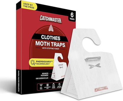 Catchmaster Clothes Moth Traps with Premium PheroGuard Technology – XL Hardwood Patterned, Extra-Strength Glue – Odorless, Traps & Eliminates Moths – Protects Clothes, Closets and Wardrobes – 6-Pack