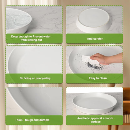 Ceramic Plant Saucers, 10 Inch (11 Inch) Plant Trays, Durable Round Glazed Ceramic Flower Plant Water Drip Tray for Pots Planter, Heavy Duty Plant Dish Plant Plate to Catch Water for Indoor & Outdoor