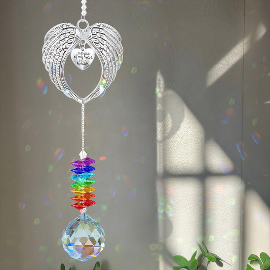13.8 - Inch Crystal Sun Catchers Indoor Window - A Heart - Felt Memorial Hanging Crystal Suncatcher for Bereaved