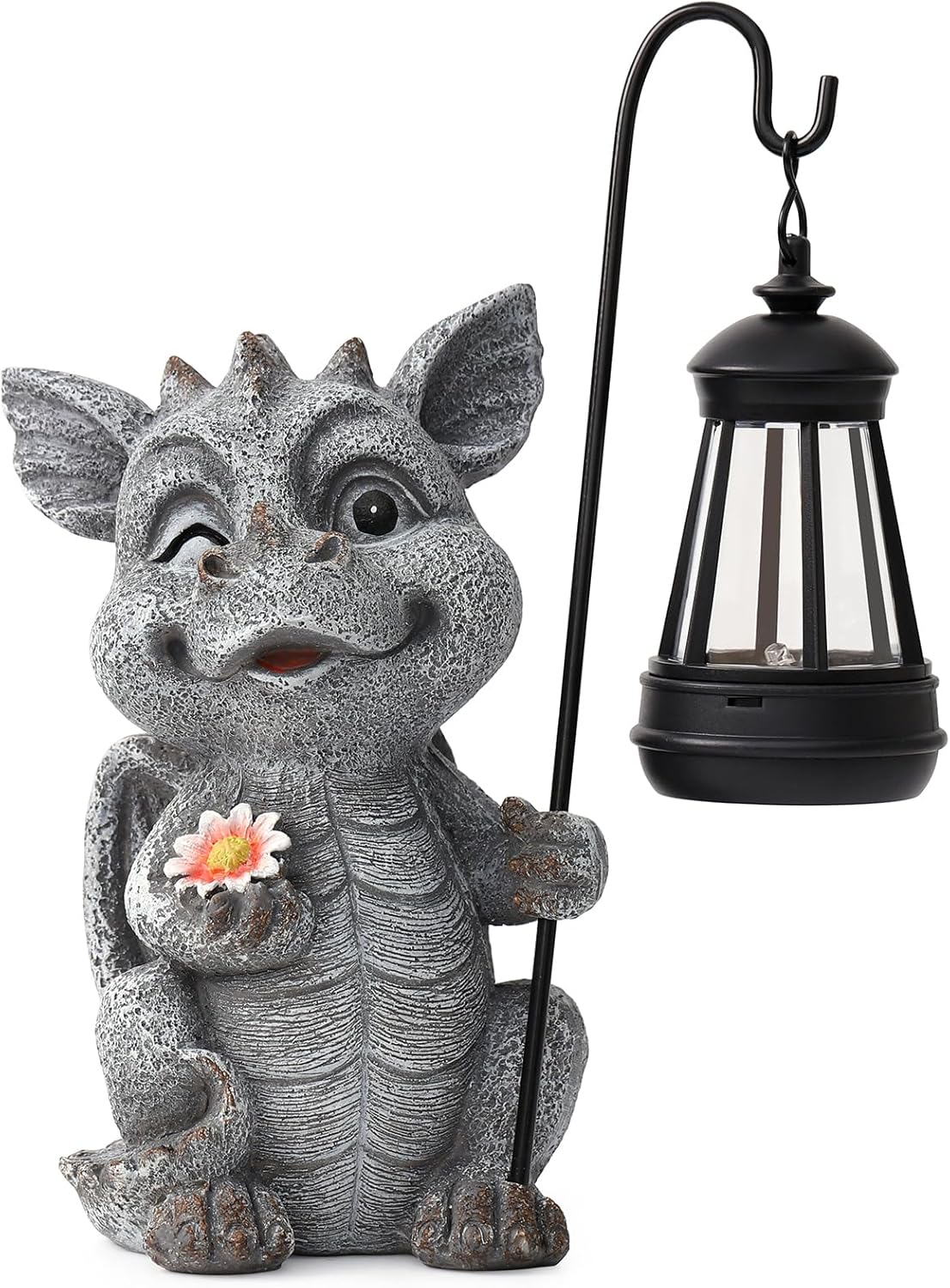 Garden Figurines Dragon Statue Decorations - Solar ResinDragon with Solar Garden Lights Outdoor Decorations for Patio,Yard,Lawn,