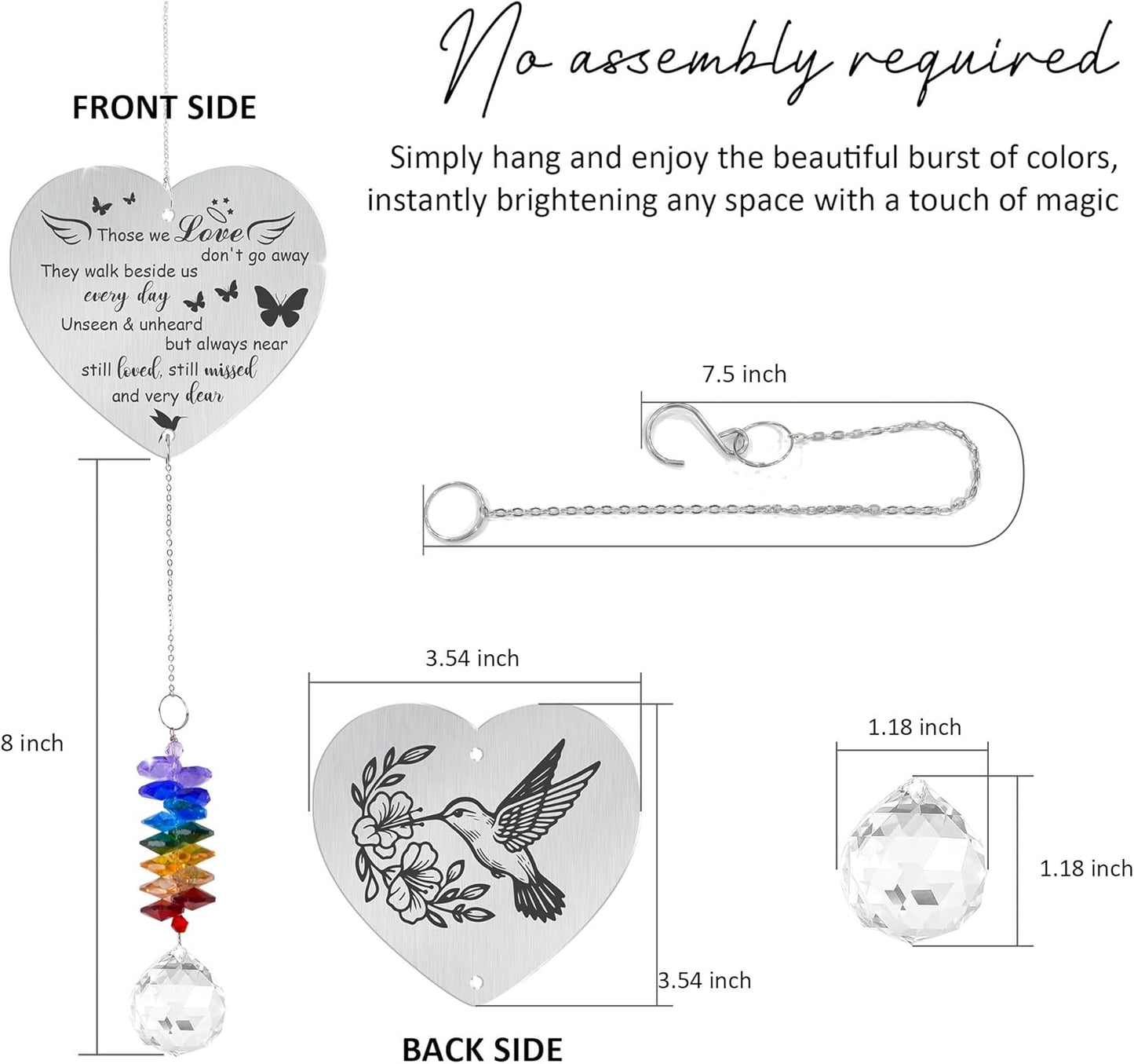 Memorial Suncatcher Ornament - Those we Love Don't go Away - Sympathy Gift for Loss of Loved One - Crystal Rainbow Maker - Bereavement Hanging Crystal Decor - Loss of Mom Dad Friend Pet