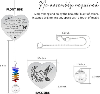 Memorial Suncatcher Ornament - Those we Love Don't go Away - Sympathy Gift for Loss of Loved One - Crystal Rainbow Maker - Bereavement Hanging Crystal Decor - Loss of Mom Dad Friend Pet