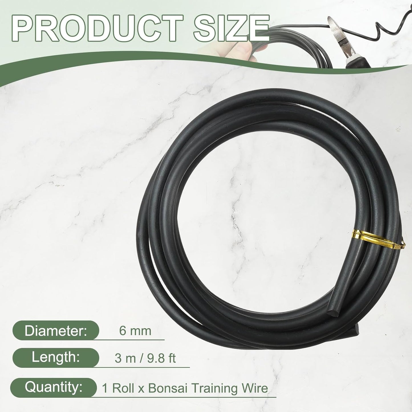 Bonsai Training Wire, 6mm x 9.8 ft Anodized Aluminum Floral Plant Training Wire Bendable Metal Stems Accessories for Gardening Branch Fixing Crafts (Black)