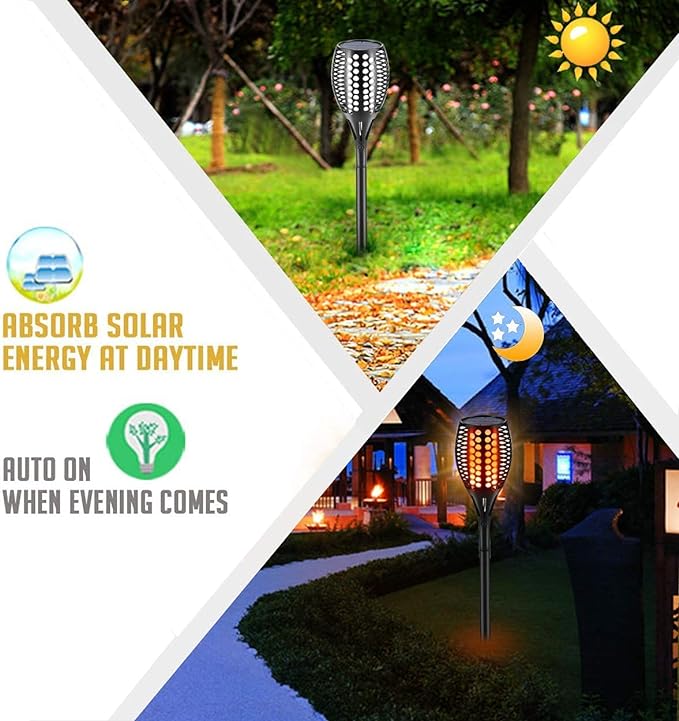 Aityvert Upgraded Larger Solar Torch Lights, Waterproof Outdoor Dancing Flames Lights, Flickering Flames Garden Lights, Landscape Decoration Pathway Patio Lights 43" 96 LED (1 Pack)