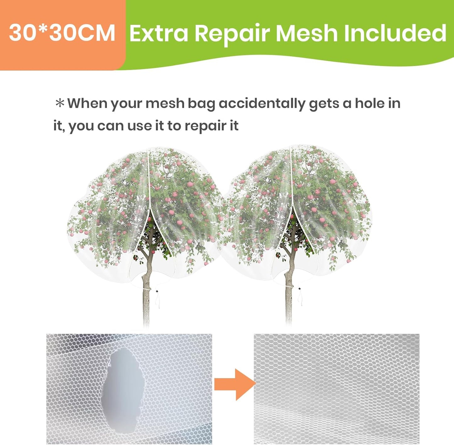 2Pcs Large 8x8ft Fruit Tree Netting Cover with Zipper, Rope, Lock Buckle - Mesh Bags for Garden Protection - Insect Bird Plant Netting for Garden, Fruit Trees, Blueberry Bushes, Flower
