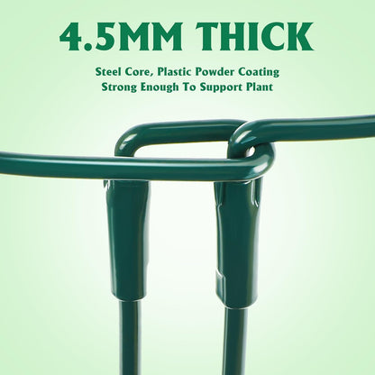 Plant Supports Stakes 6PCS, Half Round Metal Garden Stakes Plant Support For Peony Cages and Supports,Green Plant Support Ring Border for Outdoor Indoor Plants, Hydrangea (10" W x 16" H, 6 PCS)