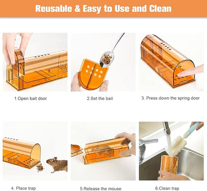 4 Pack Humane Mouse Traps No Kill, Live Mouse Traps Indoor, Reusable Small Mice Trap Catcher for House & Outdoors
