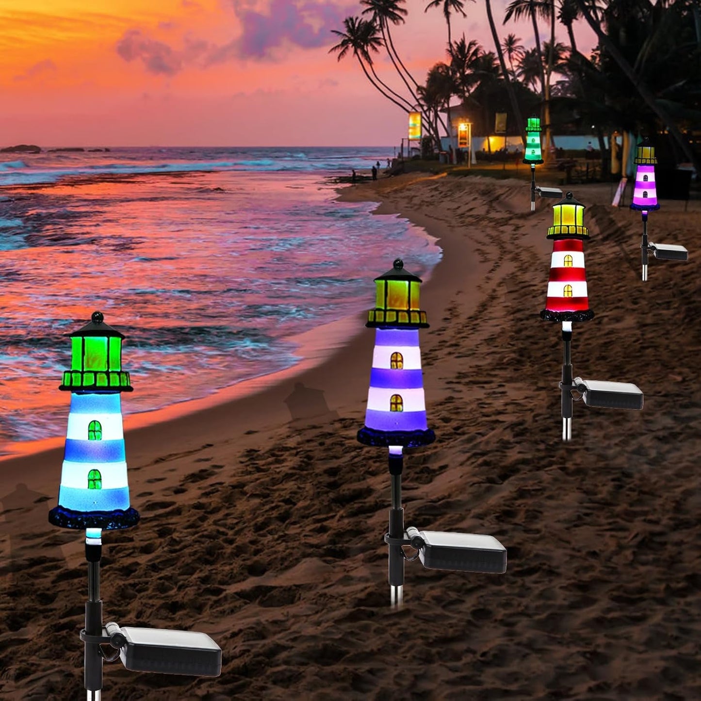 Lighthouse Outdoor Solar Lights, 2 Packs Outdoor Waterproof, Solar Trail Lights Decor Your Garden Lighthouse, Flower beds, Patio Lights walkways Garden Decor for Outside